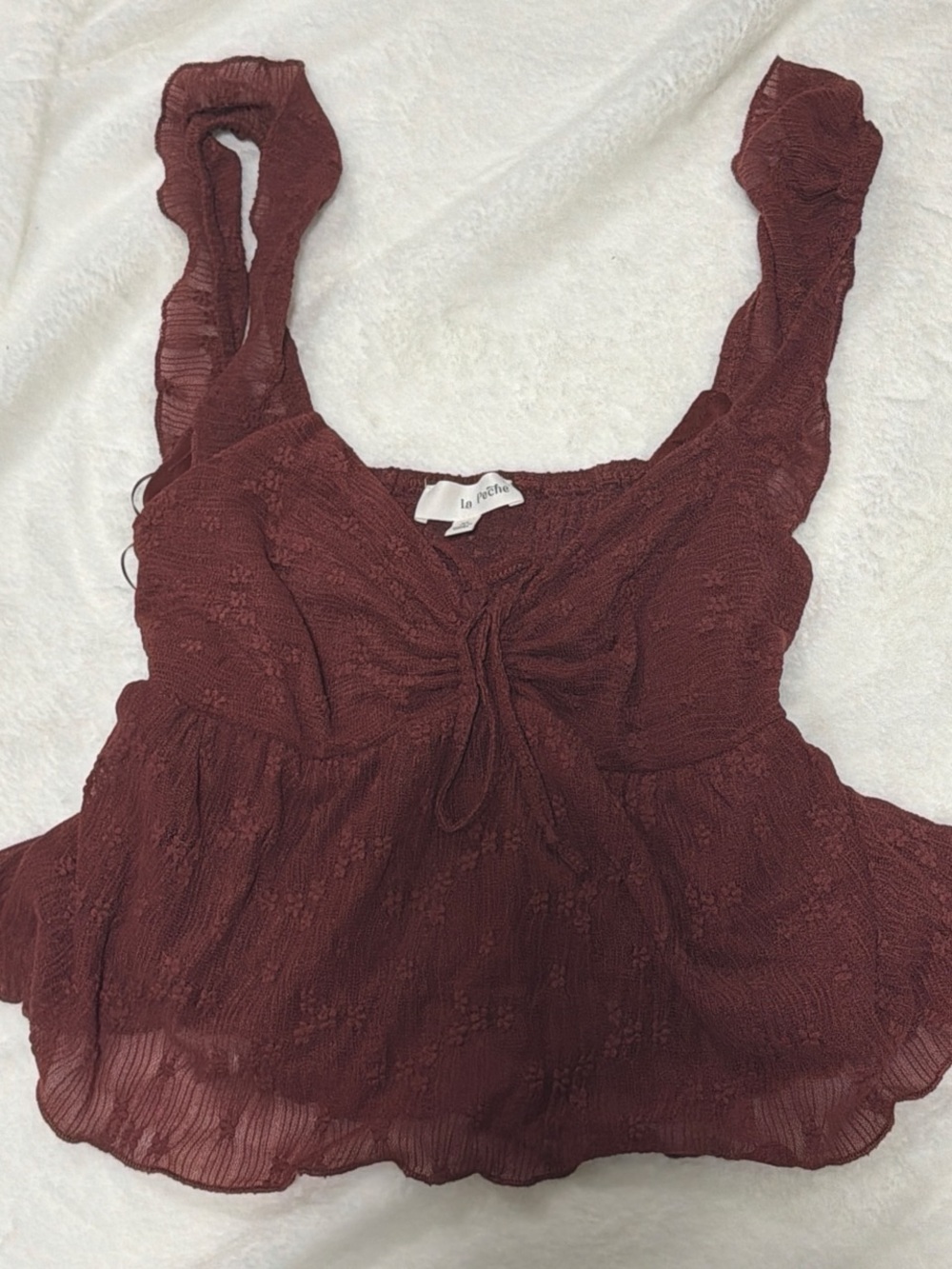 Burgundy Ruffled Tie-Front Camisole